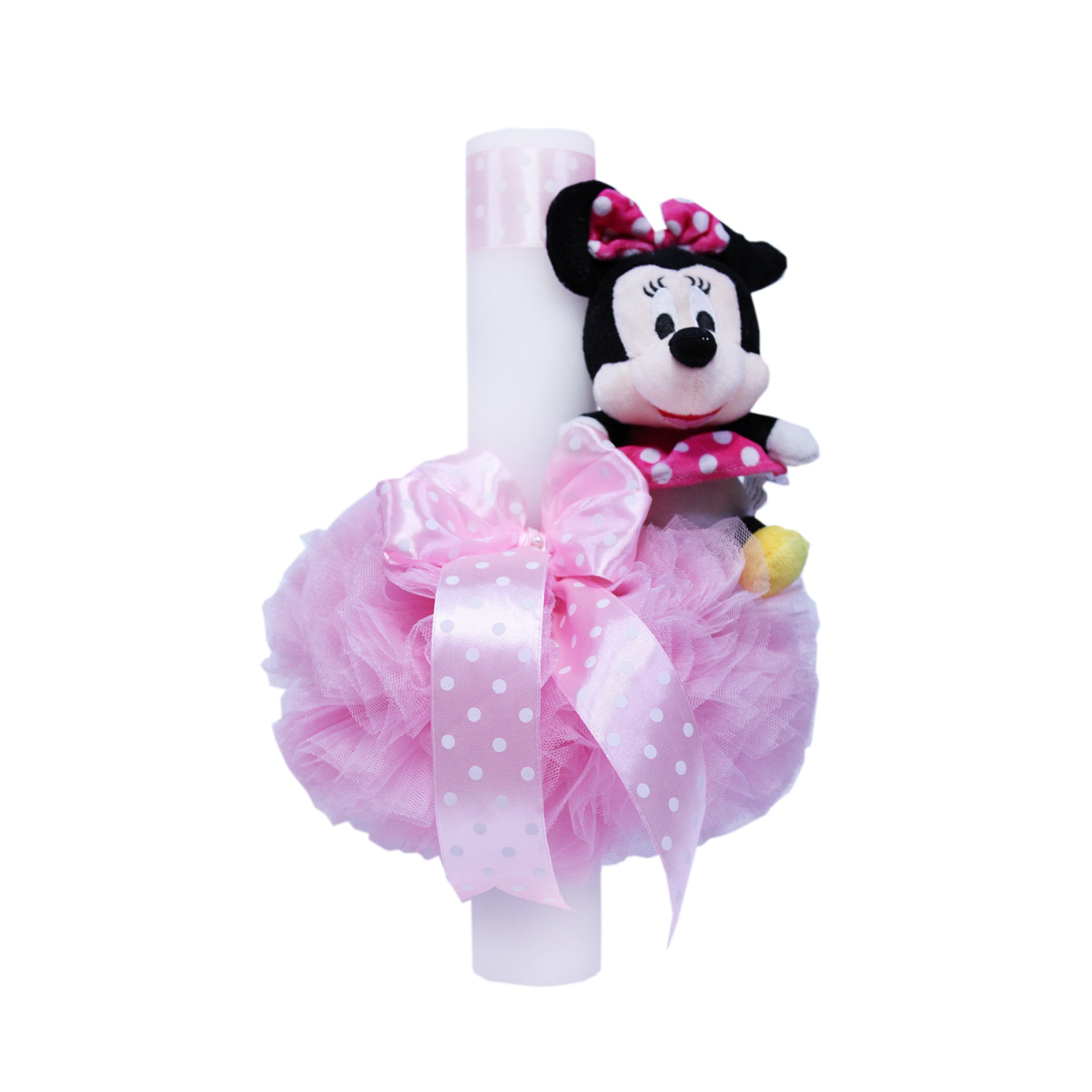 Set trusou complet pentru botez de fete, lumanare roz cu Minnie Mouse, rochita roz cu trena, trusou "cu drag de la nasi" si pantofiori, 10 piese, Recostore, REC1777 - imagine 6