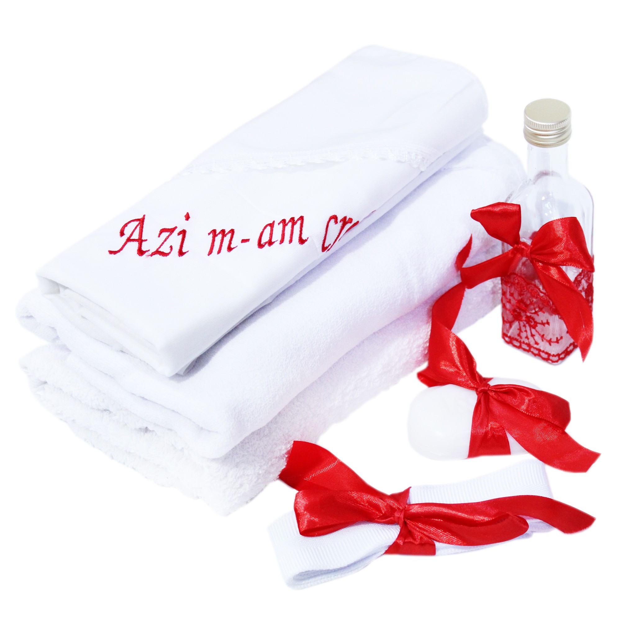 Set trusou complet pentru botez de fete, lumanare rosie cu bebe printesa, rochita rosie, trusou cu "azi m-am crestinat" si pantofiori, 10 piese, Recostore, REC1788 - imagine 8