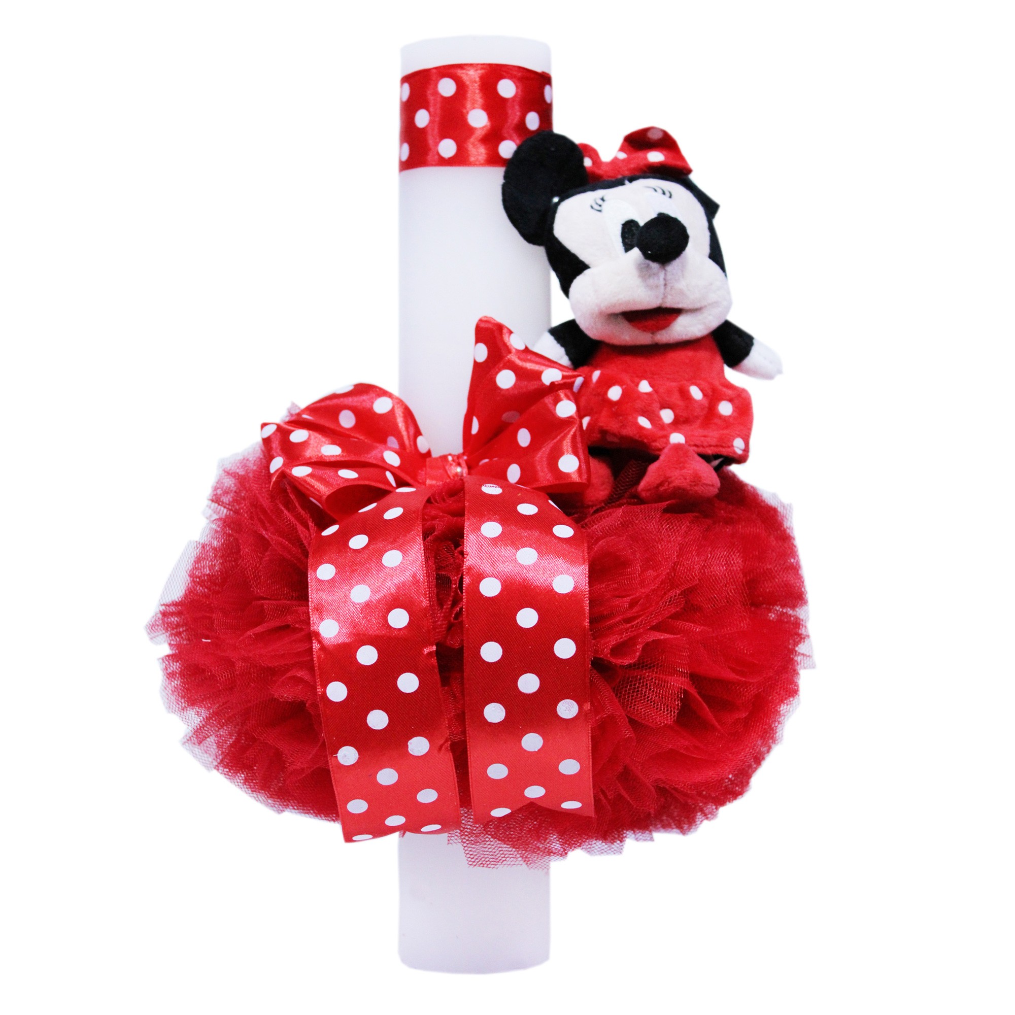 Set trusou complet pentru botez de fete, lumanare rosie cu Minnie Mouse, rochita rosie, trusou "cu drag de la nasi" si pantofiori, 10 piese, Recostore, REC1789 - imagine 6