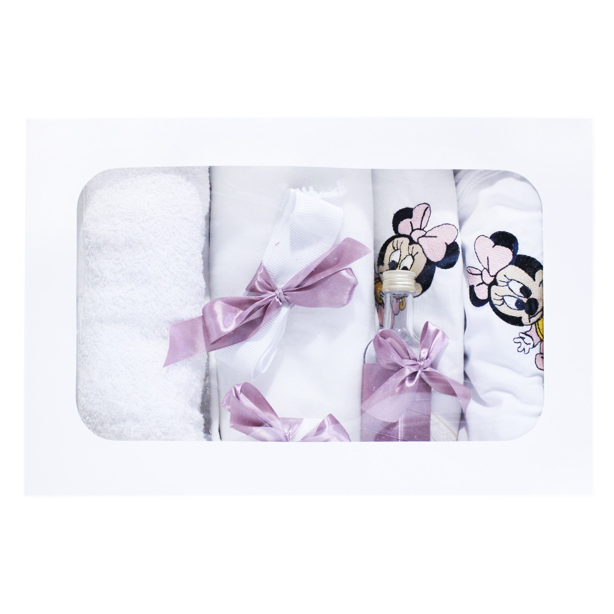 Set trusou complet pentru botez de fete, lumanare roz pudrat cu Minnie Mouse, rochita roz pudrat, trusou cu Minnie Mouse si pantofiori, 11 piese, Recostore, REC1795 - imagine 7