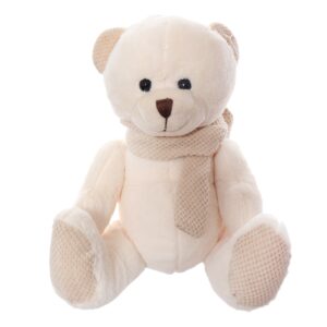 Ursulet de plus cu fular, 15 cm, crem, Recostore, REC2071