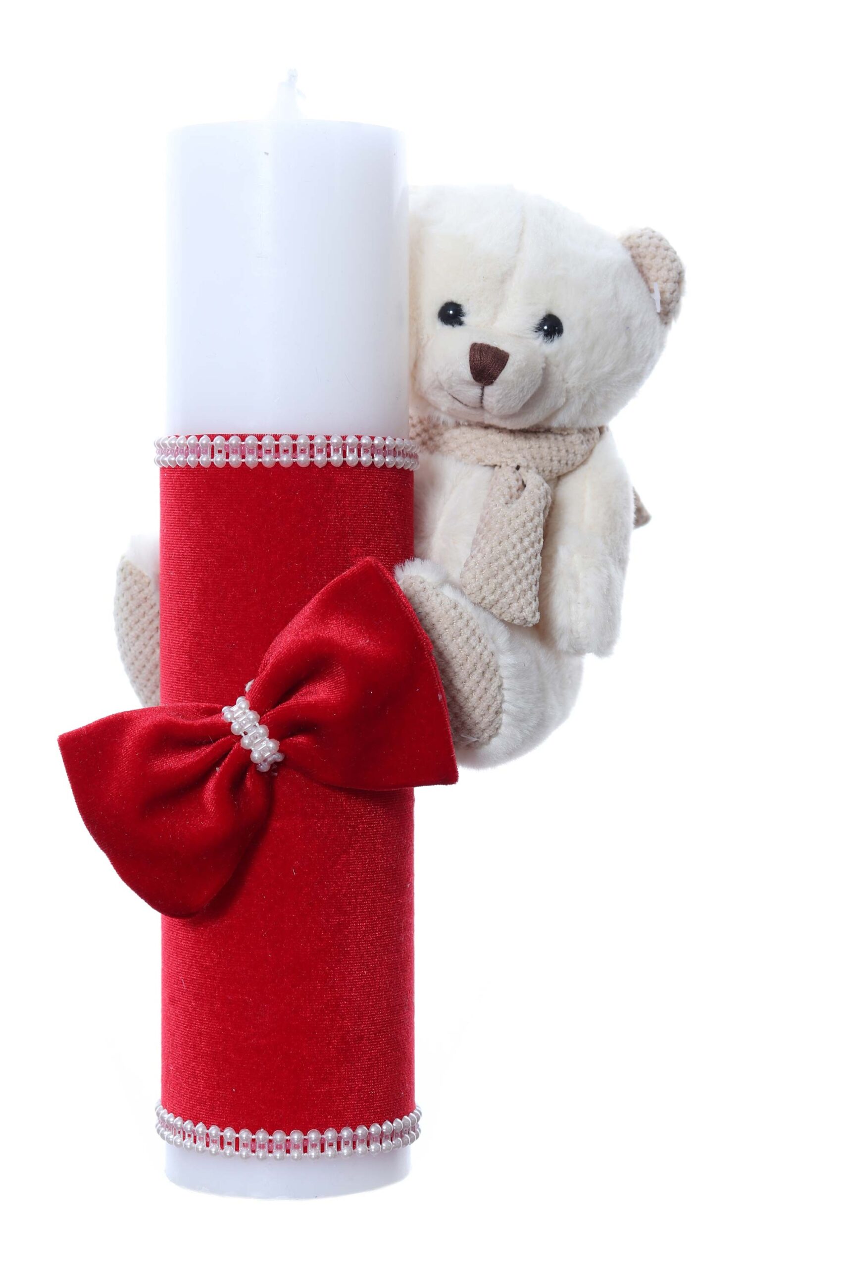 Set trusou complet pentru botez de fete, 11 piese, rochita rosie cu bolero, lumanare cu ursulet, trusou imprimat cu ursulet si pantofiori din piele ecologica, Recostore®, REC2481 - imagine 8