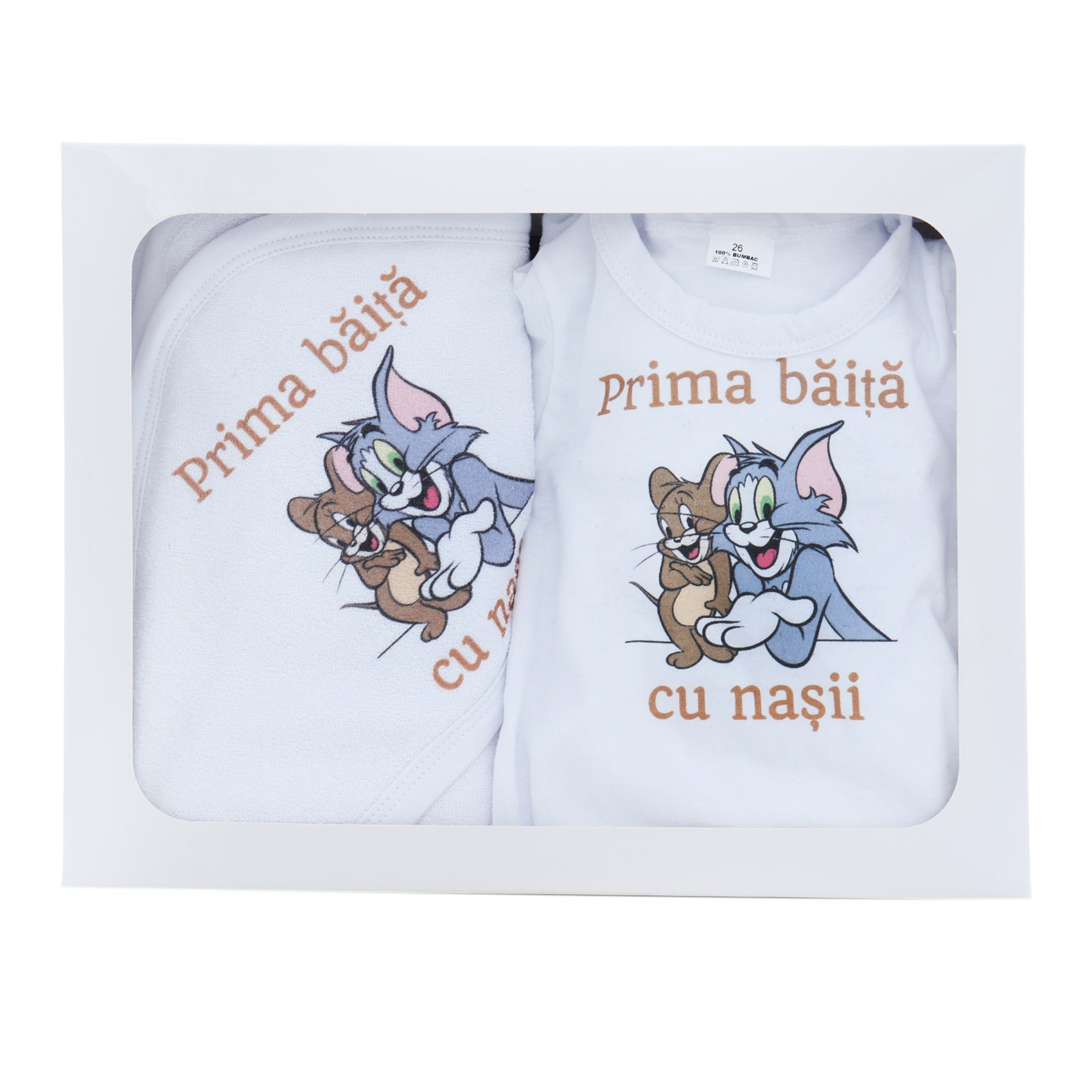 Set pentru prima baita cu nasii, halat, prosop si body, Tom & Jerry, Recostore®,REC2542 - imagine 2