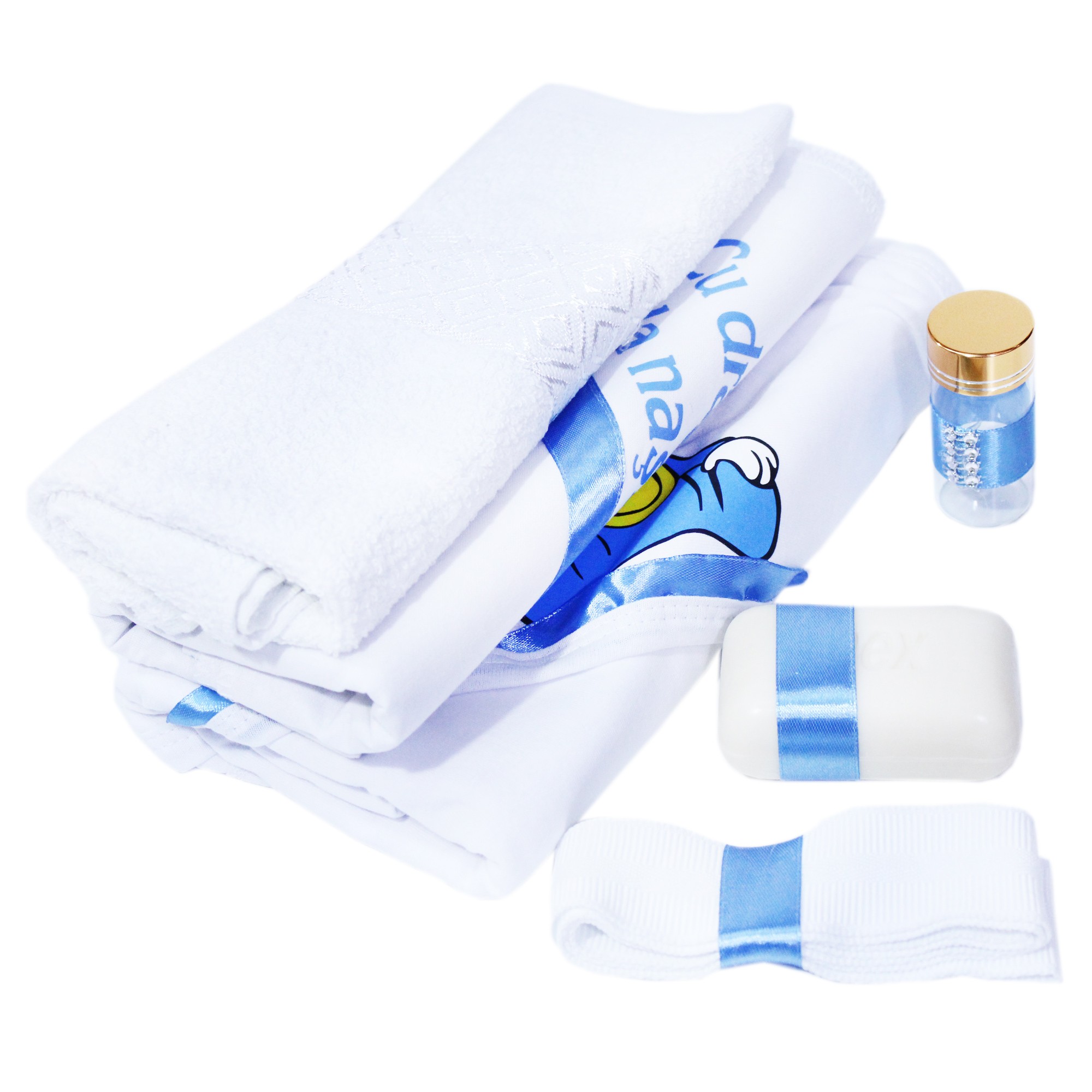 Set trusou si lumanare pentru botez, model Mickey Mouse, 7 piese, Bleu, Recostore®, REC2587 - imagine 7