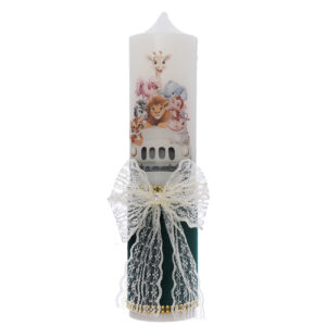 Lumanare botez cu Safari, 30x7 cm, verde, Recostore®, REC5002/32