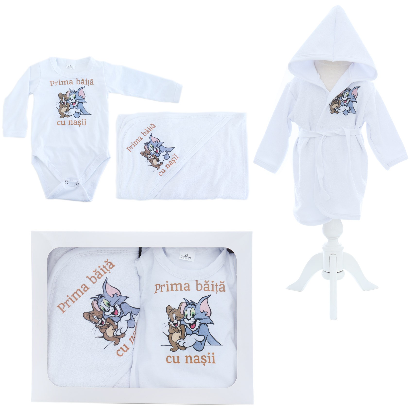Set pentru prima baita cu nasii, halat, prosop si body, Tom & Jerry, Recostore®,REC2542 - imagine 6