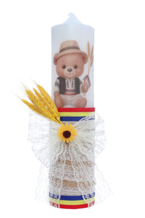 Lumanare traditionala pentru botez cu ursulet taranus, Recostore®, REC5002/41