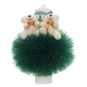 Lumanare botez cu ursuleti, verde, Recostore®, REC5002/40