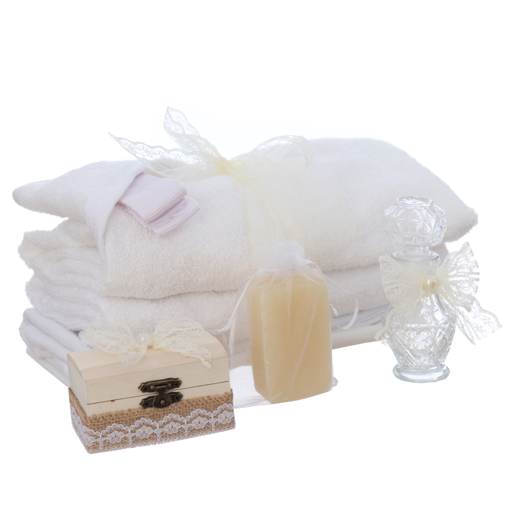 Trusou botez fete, model simplu cu flori de bumbac, Recostore®, REC3251 - imagine 12