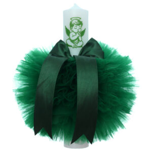 Lumanare botez cu ingeras, verde, 30x5.5 cm, Recostore®, REC5004/31
