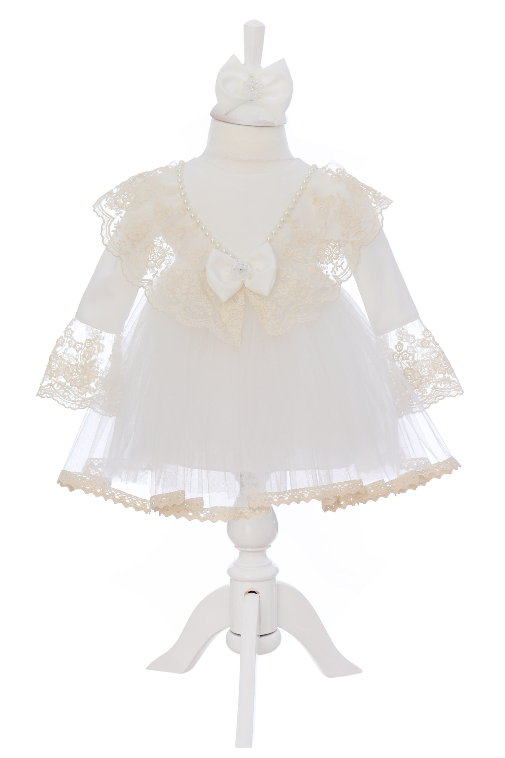 Trusou botez fete, model simplu cu flori de bumbac, Recostore®, REC3251 - imagine 2
