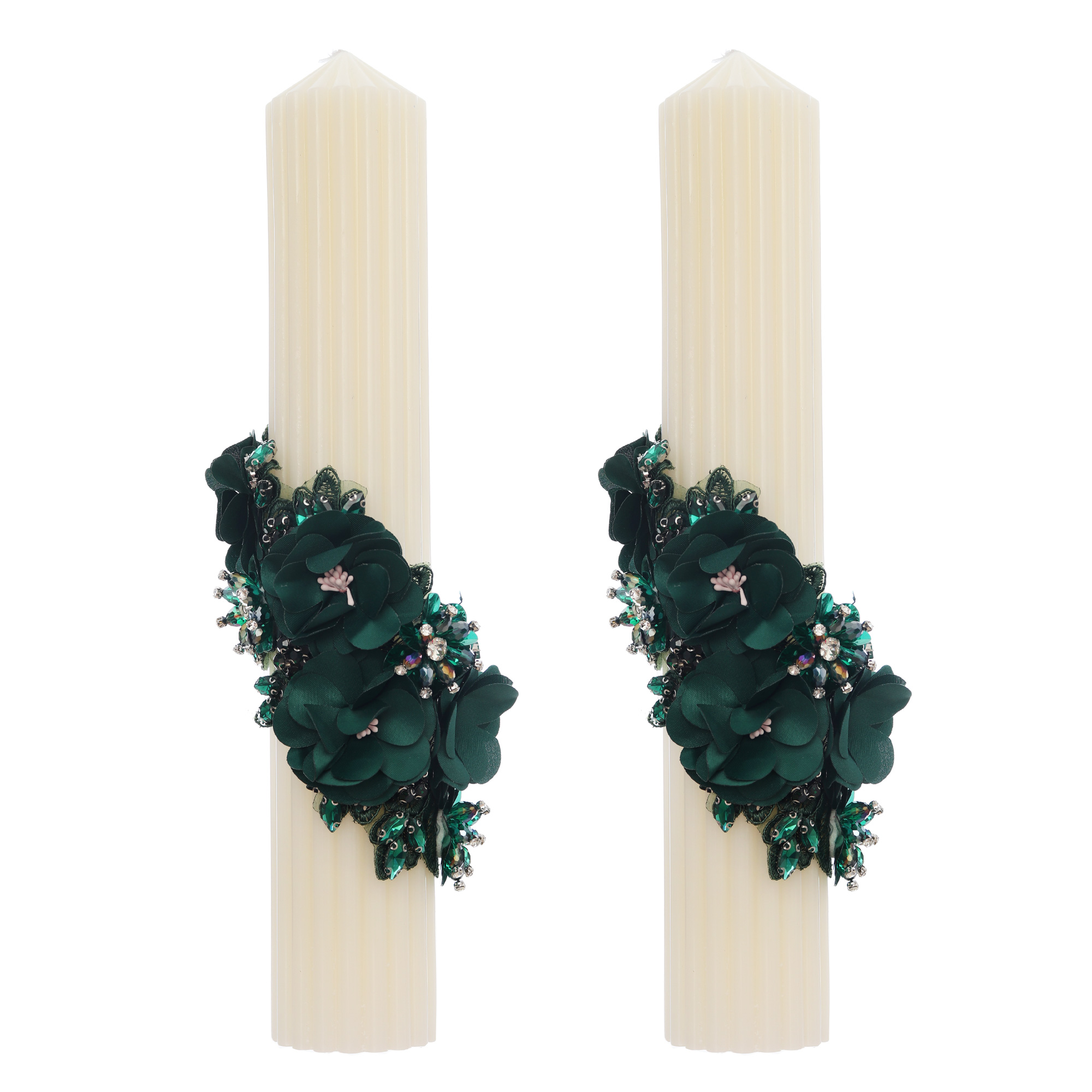 Lumanari pentru nunta, crem-verde, 2 bucati, Recostore, REC5001/37
