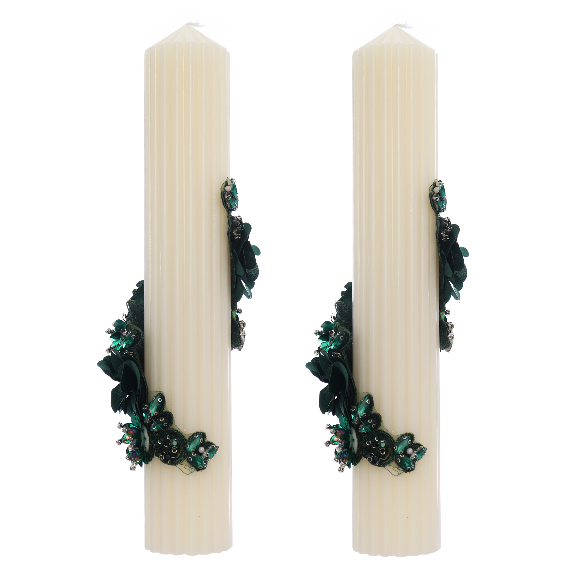 Lumanari pentru nunta, crem-verde, 2 bucati, Recostore, REC5001/37 - imagine 4